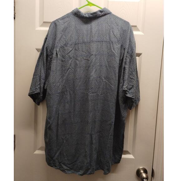 Vintage Geoffrey Beene Mens XL Blue Geometric Print Short Sleeve Button Up Shirt - Picture 3 of 5